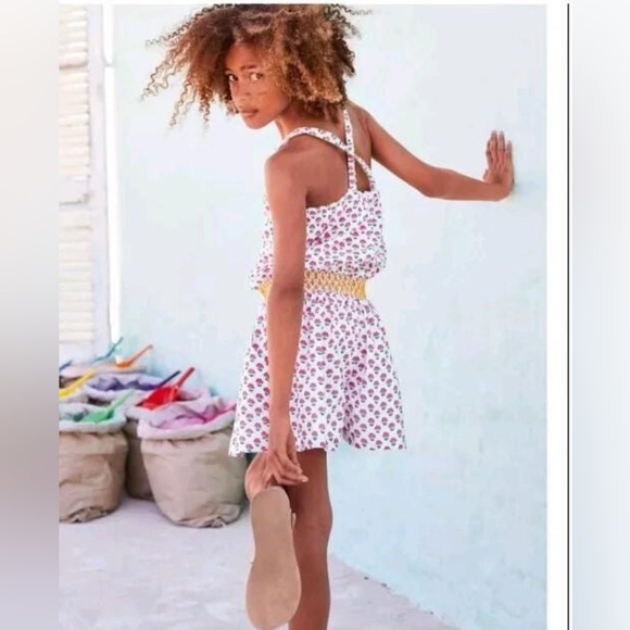 Boden British Style Pink Floral Romper - Sleeveless, Smock Waist, 9-10, MSRP $68 - Picture 2 of 12